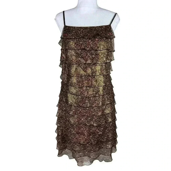 Adrianna metallic silk paisley print mini dress size 6 - Picture 1 of 10